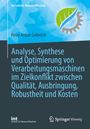 "Analyse, Synthese und Optimierung von Verarbeitungsmaschinen... Qualität, Ausbringung, Robustheit und Kosten" Text auf blauem Hintergrund. Oben Logo mit Blatt und Zahnrad.