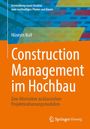 "Construction Management im Hochbau" von Hüseyin Kizil, oranger Hintergrund, geometrische Formen oben.