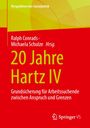 Ein rotes Buchcover: "20 Jahre Hartz IV". Herausgeber: Ralph Conrads, Michaela Schulze. Thema: Grundsicherung. Springer-Logo.
