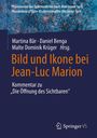 Text auf dunkelblauem Hintergrund; Titel: "Bild und Ikone bei Jean-Luc Marion". Oben blaues, gemustertes Design.