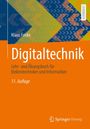 „Digitaltechnik“, „11. Auflage“. Titel auf orangem Hintergrund. Buntes Zickzack-Muster oben, "LEHRBUCH"-Etikett am Rand.