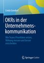 Text: "OKRs in der Unternehmenskommunikation. Wie Teams Prioritäten setzen...". Hintergrund in Blau mit bunten Kreisen.