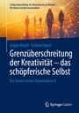 Grenzüberschreitung der Kreativität – das schöpferische Selbst. Orange Silhouetten und Linien auf blauem Hintergrund.