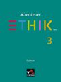 "Abenteuer Ethik neu 3", "Sachsen" und "C.C. Buchner" sind die Texte. Ein grüner Hintergrund mit einem Logo unten.