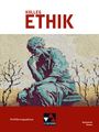 "Kolleg Ethik" in großen roten Buchstaben, darunter eine abstrakte Illustration eines nachdenklichen Denkers.