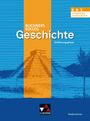 "Buchners Kolleg Geschichte, Einführungsphase. Hybrides Schulbuch." Illustration einer Pyramide in blauen und orangefarbenen Tönen.