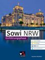 "Sowi NRW, Einführungsphase" steht prominent. Darunter Symbole für UpdateCodes, AudioCodes, InfoCodes, und Material. Im Hintergrund ein beleuchtetes historisches Gebäude.