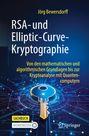Text oben: "Jörg Bewersdorff RSA- und Elliptic-Curve-Kryptographie". Unten digitaler Schlüssel und technische Grafiken.