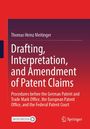 "Drafting, Interpretation, and Amendment of Patent Claims" von Thomas Heinz Meitinger. Rotes und lila Cover mit Springer-Logo.