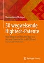 "50 wegweisende Hightech-Patente" von Thomas Heinz Meitinger. Orangefarbenes Cover mit grafischen Mustern.