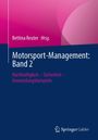 "Bettina Reuter Hrsg. Motorsport-Management: Band 2. Nachhaltigkeit – Sicherheit – Anwendungsbeispiele." Oben pink, unten blau.