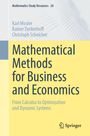 Text: "Mathematical Methods for Business and Economics." Verwaschene Grafik im Hintergrund, unten Springer-Logo.