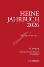 Text: "HEINE JAHRBUCH 2026, 65. Jahrgang, Heinrich-Heine-Institut Düsseldorf, J.B. METZLER". Roter Hintergrund.
