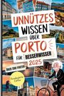 „Unnützes Wissen über Porto 2025 für Besserwisser. Über 200 Fakten. Reisebegleiter Edition.“ Illustration von Porto. Ein Mann mit weißen Haaren auf einem Fahrrad.