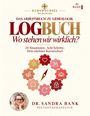 „Das Arbeitsbuch zu Liebeslogik: Logbuch. Wo stehen wir wirklich?“ Illustration von Zahnrädern; Bild von Frau unten links.