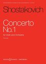„Dmitri Shostakovich | Concerto for Violin and Orchestra No. 1 in A minor“ steht oben. Unten ist "Concerto No. 1". Rotes Cover.