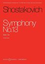 Text: "Shostakovich, Symphony No. 13, Babi Yar, Vocal score." Rote, minimalistische Covergestaltung.