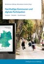 Text: "Nachhaltige Kommunen und digitale Partizipation." Ein Wegweiser zeigt eine Karte von Deutschland. Bäume am Weg.