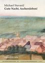 „Michael Stavaric: Gute Nacht, Aschersleben!“ mitteldeutscher verlag. Aquarell einer Stadtlandschaft.