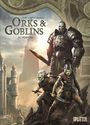 Oben steht "ORKS & GOBLINS" und "35. MOHORK" mit zwei Goblins und einem gepanzerten Riesenkrieger vor einer Fantasy-Stadt.