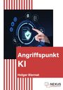 Angriffspunkt KI, Holger Biernat. Illustration: Finger zeigt auf digitale Sicherheitsikonen. Links rote Streifen.