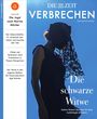 Texte: Die Jagd nach Marias Mörder, Die schwarze Witwe. Frau im Profil mit schwarzer Spitze vor blauem Hintergrund.