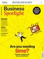 „Business Spotlight“ oben, Illustration: Mann im Netz, Handy als Spinne; thematische Artikelankündigungen links.