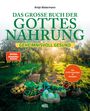 Titel: "Das große Buch der Gottesnahrung: Geheimnisvoll gesund". Obstbaum, Gemüsekörbe im Sonnenlicht.