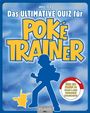Große gelbe Schrift: „POKÉTRAINER“. Blaues Logo: Silhouetten zweier Figuren, ein Trainer und ein kleines, Ohren gekipptes Wesen.