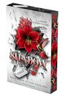 „L. J. Heart, Claudia Tallian“, „SHADOW“, „Vance“, „Seine Rache ist ihre Erlösung“, „Lycrow Verlag“. Rote Blumen, Kolibri.