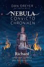 Titel: "NEBULA CONVICTO CHRONIKEN". Illustration: Ritter in Rüstung vor brennender Kulisse.