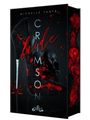 "Crimson Bride", Michelle Thate, unholy. Schwarzer Hintergrund mit roten Rosen und einem Schädel.