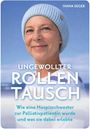 "Ungewollter Rollentausch" von Ivana Seger. Eine Frau mit blauem Strickmütze lächelt vor blauem Hintergrund.
