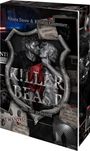 „K!LLER BEAST“, „von dir gefesselt“, „MANIPULATIV DOMINANT MEINER“. Zwei Männer nah beieinander, düstere Atmosphäre.