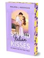 „Stupid Italian Kisses: Die Braut, die sich was traut“ von Philippa L. Andersson. Illustration: Paar umarmt sich vor Sonnenuntergang.
