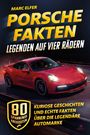 Text: „Porsche Fakten: Legenden auf vier Rädern“. Illustration eines roten Sportwagens auf einer Straße.