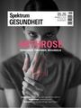 „ARTHROSE: Vorbeugen, Erkennen, Behandeln“. Oberkörper einer Person mit besorgtem Blick, die eine Hand umfasst.