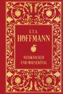 "E.T.A. Hoffmann, Nussknacker und Mausekönig". Goldene Ornamente auf rotem Hintergrund, florale Muster.