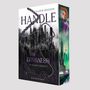Covertext: "EILEEN BOOGEN, HANDLE, THE DARKNESS, THE SHADOW CHRONICLES, WELTENBAUM VERLAG." Eine Stadt in Ketten und düsterer Atmosphäre.