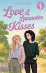 Titel: "Love & Lavender Kisses" von Anja Slauf. Illustration von zwei Frauen auf einem ländlichen Weg mit Bäumen im Hintergrund.