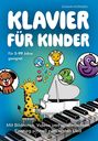 "Klavier für Kinder" von Johann Putensen, geeignet für 5-99 Jahre. Illustration: Giraffe am Flügel mit Tier-Symbolen.