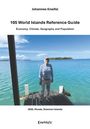 "105 World Islands Reference Guide" von Johannes Kneifel. Ein Mann steht auf einem Steg mit Blick auf ein türkisblaues Meer.