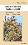 Buchtitel: "Eine besondere Partnerschaft." Himmel mit Orangenbeerensträuchern darunter. Autorin: Elke Stalder.