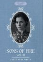 „Sons of Fire Vol. III“ von Marry Elizabeth Braddon. Eine Frau in edlem Kleid, umrahmt von dekorativen Mustern.