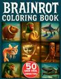 Text: "BRAINROT COLORING BOOK" und "50 MAIN VIRAL CHARACTERS". Quadrate zeigen kuriose, bunte Figuren.