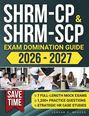„SHRM-CP & SHRM-SCP Exam Domination Guide 2026-2027“; Fotos von Gruppen bei Besprechungen; „SAVE TIME“, Merkmale des Buches.