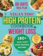 60-Days Meal Plan, Vegan Too! High Protein Cookbook for Weight Loss, 180+ Recipes. Fotos von Essen umgeben den Text.