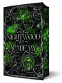 "Nightwood Academy" von Amber Auburn. Rosenrot Verlag, Band 4. Silberne Verzierungen mit grünen Blüten und Blattmotiven.