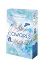 Buchtitel: "Where Cowgirls Prevail". Autor: Sienna Danes. Cover: Helle Blumen, Cowboyhut, Stiefel, rustikale Symbole.