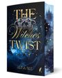 Text "THE Witches TWIST" und "ALISA BEE". Goldene Schrift, magische Waldszene, leuchtende Sterne und eine Burg im Hintergrund.